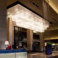 Lustre LED rectangulaire moderne multicouche en cristal suspendu, luminaire long sur mesure pour hall d'hôtel, villa à plafond haut