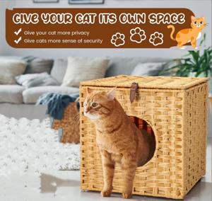 Casa para perro de invierno ecológica plegable extra grande, cama interior para mascotas, escondite de ratán de doble cara, tejido a mano - Product Image 3