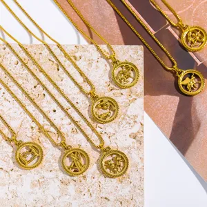 Douze colliers du zodiaque creux équilibre tridimensionnel Eros flèche Lion collier pendentif collier chaîne de chandail - Product Image 6