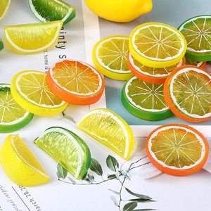 Fette <span class=keywords><strong>di</strong></span> Arancia e <span class=keywords><strong>Limone</strong></span> in Plastica Ecologica, Frutta Artificiale Decorativa per Casa e Decorazioni Festive - Product Image 1