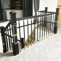 Rampe d'escalier moderne et luxueuse en aluminium noir et or, style minimaliste, adaptée aux villas et appartements intérieurs, personnalisable