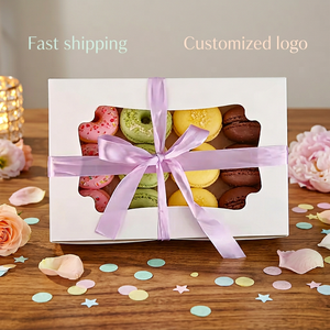 Boîtes en papier décorées de rubans en gros, boîtes en papier pour desserts avec fenêtre, pour les fêtes d'enfants, les cadeaux, l'emballage de beignets et de macarons - Product Image 1
