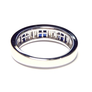 Joyería fina Ajuste de garra de diamante 18K Oro blanco sólido Piedra preciosa de diamante de alta calidad Anillo de banda de joyería de zafiro azul para mujer - Product Image 3