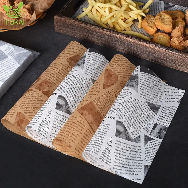 Абсорбирующая масляная бумага для выпечки гамбургеров, герметичная, белая, коричневая газета, силиконовая бумага для выпечки пергамента, лист