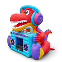 Château gonflable géant commercial en forme de dinosaure de dessin animé, équipement d'amusement avec enregistreur Boombox de dessin animé
