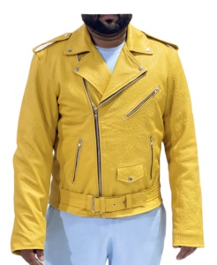 Veste de motard en cuir de vache pour homme avec col et fermeture éclair, couleur personnalisée, veste de moto cirée - Product Image 4