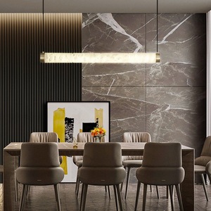 Candelabro de latón de mármol de lujo moderno decoración del hogar lámpara colgante luz Led dormitorio Hotel importado España alabastro Natural - Product Image 2