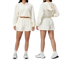 Ensemble de course et de fitness pour femmes, protection solaire estivale, polaire à capuche, séchage rapide, motif uni, modèle TZ3598-1