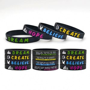 Pulsera de Silicona Inspiradora con Frases Motivadoras Dream Create Believe Hope, Correa de Muñeca de Goma - Product Image 1
