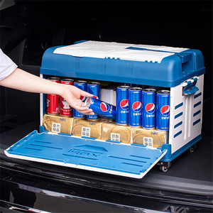 高品質二層式ヘビーデューティー4輪80L折りたたみ式プラスチック収納ボックストロリー（高蓋付き） - Product Image 4
