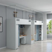 Lit superposé en fer écologique avec bureau et espace de rangement pour étudiants et petits appartements - Design moderne personnalisable