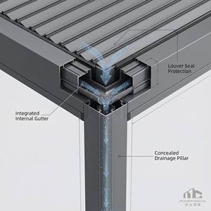 <span class=keywords><strong>Pérgola</strong></span> de Aluminio con Techo Bioclimático de Lamas y Paredes de Cristal, Terraza de Lujo, Solárium a <span class=keywords><strong>Precio</strong></span> de Fábrica para Bar en Azotea Comercial - Product Image 6