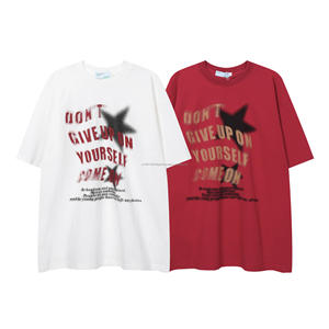 Camiseta oversize de algodón pesado con logotipo impreso personalizado hombro caída cuello redondo bordado de manga corta para hombres y mujeres - Product Image 1