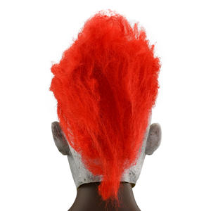 Masque en latex pour adulte pour fête d'Halloween, design <span class=keywords><strong>de</strong></span> <span class=keywords><strong>clown</strong></span> maléfique qui rit, avec des cheveux rouges, une grande <span class=keywords><strong>bouche</strong></span> et des crocs, masque facial imprimé à la main - Product Image 2