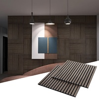 Kustom 60cm persegi 3D Slated kayu PET bawah dekoratif latar belakang Natural Walnut Akupanel Kayu Slat akustik panel