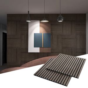 Fond décoratif personnalisé de 60cm, carré en bois d'<span class=keywords><strong>ardoise</strong></span> 3D, fond en PET, panneaux acoustiques à lattes en bois naturel, Akupanel - Product Image 1