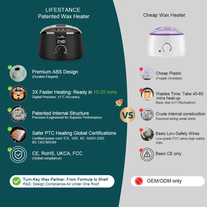 Kit chauffe-cire Lifestance avec bâtonnets applicateurs pour l'épilation du corps, des pieds, des mains, de la tête, des seins, du nez et du visage à domicile - Product Image 4