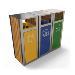 Poubelle de recyclage des déchets de tri en métal + bois Poubelle unique Petites poubelles extérieures <span class=keywords><strong>à</strong></span> <span class=keywords><strong>vendre</strong></span> - Product Image 3