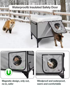 Grande maison pour chat moderne multifonctionnelle pliable, chauffée, imperméable, en PVC 900D, motif uni, abri pour chat sauvage, <span class=keywords><strong>nid</strong></span> - Product Image 3
