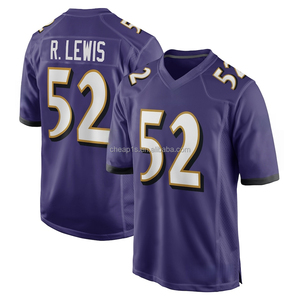 Groothandel Borduurwerk Baltimore Ravens American Football Jersey Paars # 8 Lamar-Jackson # 20 Ed Reed voetbaluniform - Product Image 6