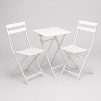 Ensemble table pliante carrée et 2 chaises en métal, mobilier de bistrot pour patio, jardin, balcon, café, terrasse, gain de place