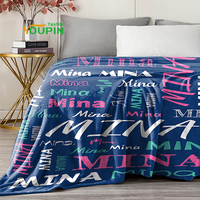 Couverture personnalisée avec nom, blanche, 100% polyester, couverture en peluche, 230 g/m², couverture en flanelle avec logo personnalisé
