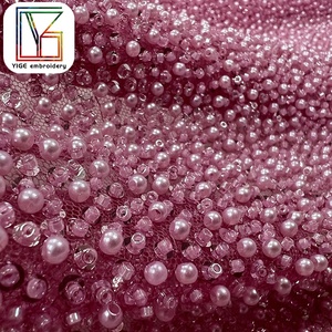 <span class=keywords><strong>Tessuto</strong></span> in <span class=keywords><strong>Tulle</strong></span> Glitterato di Alta Qualità, Pizzo <span class=keywords><strong>Rosso</strong></span> con Perline, <span class=keywords><strong>Tessuto</strong></span> con Paillettes per Abiti da Sposa - Product Image 3