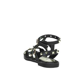 Sandali piatti neri con borchie e cinturini, calzature da donna - Product Image 2