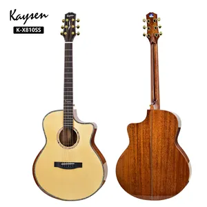 Guitarra acústica de madera maciza de 41 pulgadas, instrumento de alta gama hecho a mano con roseta de abulón de fabricante de china