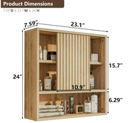 Armoire murale moderne en chêne avec porte coulissante et étagères réglables, organisateur de médicaments, vente en gros pour salle de bain et cuisine