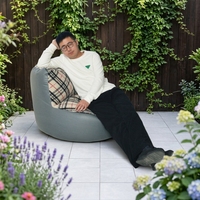 Fauteuil pouf moderne à carreaux patchwork, chaise de lecture confortable en similicuir souple pour chambre et salon