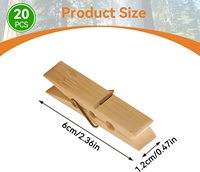 Pinces à Linge en Gros en Bois Naturel et Bambou pour Maison, Clips de Nappe Multifonction en Bois et Bambou