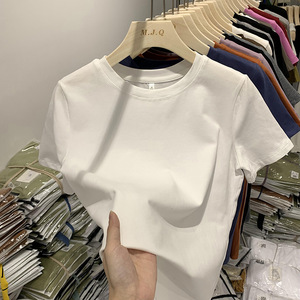 Venta al por mayor <span class=keywords><strong>de</strong></span> fábrica <span class=keywords><strong>de</strong></span> camisetas <span class=keywords><strong>de</strong></span> cuello redondo para mujer, <span class=keywords><strong>de</strong></span> alta calidad, estilo veraniego, a la moda, holgadas, cómodas y <span class=keywords><strong>de</strong></span> color liso. - Product Image 4