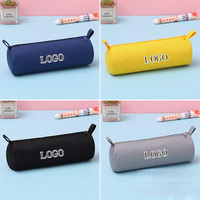 Trousse à crayons cylindrique moderne en tissu Oxford imperméable avec fermeture éclair, personnalisable avec logo, pour l'école et le bureau, couleurs personnalisées pour enfants, vente en gros