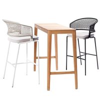 Ensemble de 3 chaises de bar d'extérieur en rotin tressé, combinaison de chaises hautes de salle à manger, résistantes à l'eau et au soleil, mobilier de patio haut de gamme