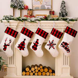 Chaussettes de Noël brodées avec un nom, à carreaux avec un nœud, style campagnard, luxe en coton (couleur comme sur l'image) pour la broderie - Product Image 2