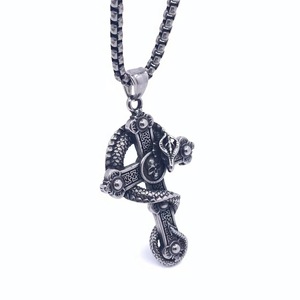 Stainless Steel <b>Cross</b> Dragon Pendant Unisex Necklace Punk Retro Style - Product Image 5