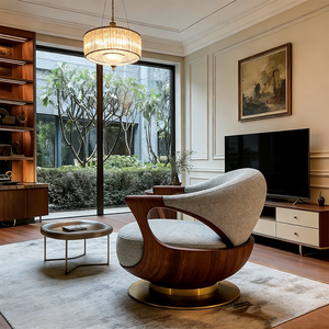 Fauteuil pivotant moderne, tissu bouclé de luxe, fauteuil d'appoint, canapé pour salon, ensemble de meubles - Product Image 3