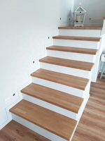 Marches et contremarches d'escalier en bois et acier, design moderne, en contreplaqué HPL, écologiques, économiques, sur mesure