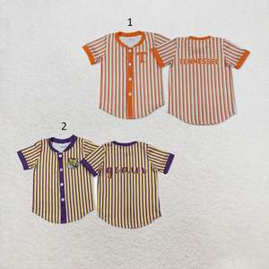 เสื้อเบสบอลลายทางสีส้มเทนเนสซีสำหรับเด็กผู้ชาย แขนสั้น ติดกระดุม เสื้อลำลองสำหรับเด็กผู้ชาย - Product Image 1