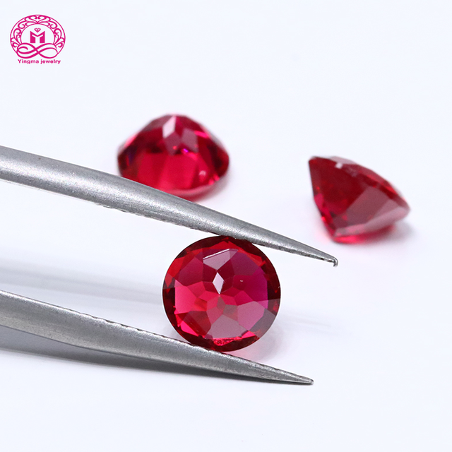 Most Popular 1ct  2ct 3ct  Lab Grown Ruby Gemstone Round Shape Pigeon Blood Colour Laboratory Cultivation Ruby  Loose Stones