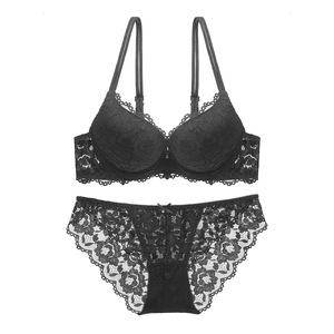 Factory Wholesale High Quality <b>Bra</b> Sexy Lace Adjustable Shoulder <b>Strap</b> Push up Thick Cup Ladies <b>Bra</b> Panty Set - Product Image 4