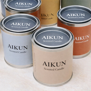 Bougie en pot en étain AIKUN, cire naturelle, avec étiquette personnalisée, parfum Goji, pour chambre, bureau, yoga, spa - Product Image 5