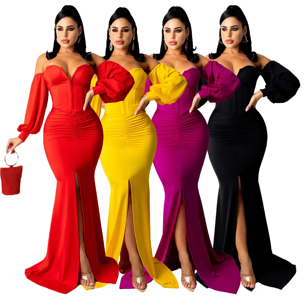 Long Sleeve Evening Gowns For Women Long Fashion Fall Ladies Party Formal Cocktail Dress Elegant Evening Dresses Women 2021