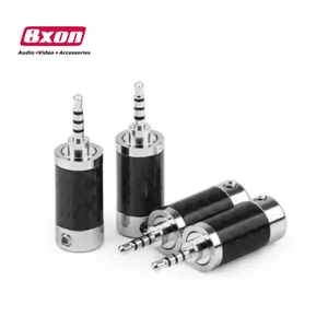 Conector banhado a ródio da tomada do fone de ouvido de 2.5mm trrs 4 pólos para cabo de 6mm