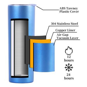 Wholesales Sublimation Blanks Stainless Steel Vacuum Water Botter Flat Edge 20oz Skinny Sublimation Tumbler with Lid - Product Image 2