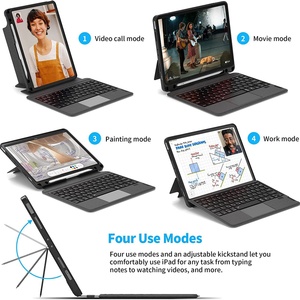 Funda con Teclado Móvil de Cuero PU con Retroiluminación RGB de 7 Colores, Bluetooth 5.1, Panel Táctil y Soporte para Lápiz para iPad Air de 10.5 Pulgadas, de Alta Calidad - Product Image 3