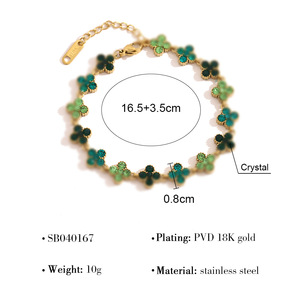Gradient thiết kế của phụ nữ pha lê Clover Vòng đeo tay không xỉn mạ Vàng đồ trang sức thép không gỉ có thể điều chỉnh Clover Vòng đeo tay - Product Image 3