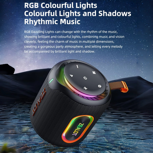 RGB LED Speaker with Battery for & AUX Connectivity Party Ready 30-50W Output Plastic Cabinet for Outdoor Use