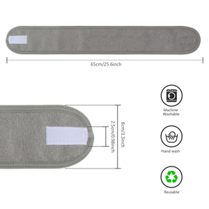Diadema de Tela de Rizo con Velcro, Bajo MOQ, Logotipo Bordado Personalizado, Ajustable, Antideslizante, Lavable, para Maquillaje, Deportes, Ducha, Spa - Product Image 2